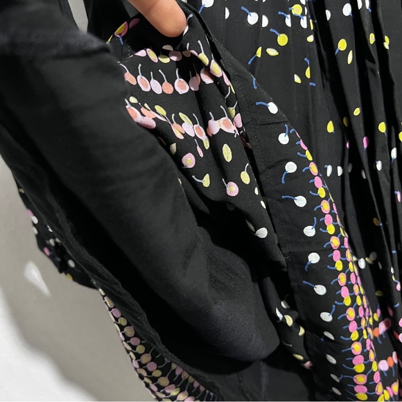 $128 FREE PEOPLE BLACK PRINTED LONG SLEEVE CORYN MINI DRESS Sz 4  :W07: - Picture 9 of 14